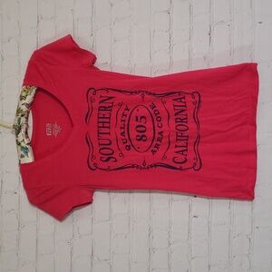 2015 Southern California 805 Zip Code Neon Pink Scoop Neck Tee Tshirt Womens S